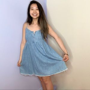 blue denim button down summer dress